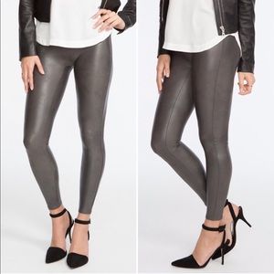 Spanx gunmetal gray faux leather leggings sz M